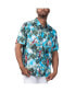 Фото #1 товара Рубашка с пуговицами Margaritaville для мужчин - светло-синяя в стиле Питтсбург Стилерс с джунглями и попугаями