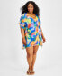 Фото #3 товара Plus Size Watercolor-Print Cover-Up Dress