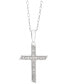 ფოტო #1 პროდუქტის Diamond Cross 18" Pendant Necklace (1/10 ct. t.w.) in Sterling Silver