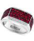 ფოტო #1 პროდუქტის EFFY® Men's Ruby (2-1/2 ct. t.w.) & Diamond (1/10 ct. t.w.) Ring in Sterling Silver