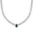 ფოტო #2 პროდუქტის Simulated Emerald Halo Pear Bizmark Necklace in Silver Plate