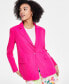 Фото #3 товара Women's One-Button Linen Blend Blazer, Created for Macy's