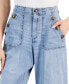 Women's Cotton High-Rise Wide-Leg Denim Sailor Pants