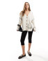 ASOS DESIGN chunky cardigan with contrast seams and pocket in cream