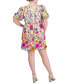 ფოტო #3 პროდუქტის Plus Size 3D Embroidered-Florals Puff-Sleeve Dress