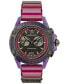 ფოტო #1 პროდუქტის Men's Swiss Chronograph Icon Active Transparent Purple Silicone Strap Watch 44mm