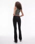 Topshop Tall skinny rib flared trouser in black