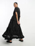 ASOS DESIGN broderie patched tent maxi dress in black