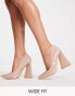 Glamorous Wide Fit – Pumps aus Lack in Beige mit Blockabsatz Бежевый, 38 - фото #1