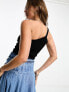 Cotton On one shoulder rib crop vest black