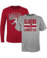 ფოტო #1 პროდუქტის Preschool Boys and Girls Crimson, Heather Gray Alabama Crimson Tide Fan Wave Short and Long Sleeve T-shirt Combo Pack