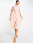 Liquorish a line lace detail midi dress in pale pink