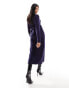 & Other Stories merino wool knitted belted midi dress in dark blue Синий, XS - EU 32-34 - фото #4