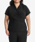 ფოტო #4 პროდუქტის Plus Size Short-Sleeve Faux-Wrap Top