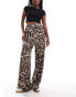 Vila pull on wide leg trousers in leopard print