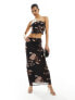 Фото #1 товара ASOS DESIGN co-ord mesh low rise midi skirt in mixed animal and floral print