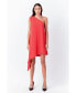 Women's Shoulder Pin tucked Asymmetrical Mini Dress