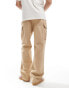 Фото #4 товара HUGO Red x Les Benjamins loose fit cargo trousers in beige