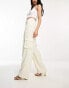 Фото #1 товара NA-KD pleat detail cargo tailored trousers in off white