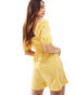 Фото #4 товара Wednesday's Girl shirred bust detail puff sleeve playsuit in yellow