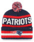 Фото #1 товара Men's Navy New England Patriots Bering Cuffed Knit Hat with Pom