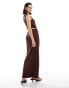 Фото #4 товара ASOS DESIGN trim detail cutout midi dress in chocolate