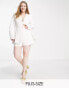 Фото #1 товара Saint Genies Plus pearl trim tailored shorts co-ord in white