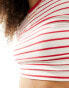 Фото #2 товара Cotton On micro crop t-shirt in red stripe