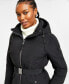 Womens Maxi Belted Hooded Puffer Coat