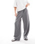 Stradivarius Petite tailored pull on trouser in grey pinstripe