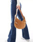 Фото #3 товара ASOS DESIGN suede slouch double strap and buckle shoulder bag in tan