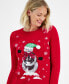 Women's Sequined Snowman Crewneck Sweater, Created for Macy's