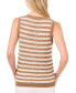 ფოტო #2 პროდუქტის Women's Pointelle Stripe Crewneck Sleeveless Sweater