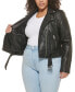 Фото #2 товара Plus Size Faux Leather Belted Motorcycle Jacket