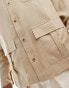 Фото #3 товара ASOS DESIGN oversized square collar shirt with cargo pockets in beige