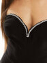 4th & Reckless Tall exclusive diamante trim sweetheart neckline flared jumpsuit in black