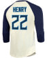 Men's Derrick Henry Cream, Navy Tennessee Titans Vintage-like Inspired Player Name Number Raglan 3/4 Sleeve T-shirt