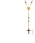 ფოტო #3 პროდუქტის Men's 18k Gold Plated Stainless Steel and Ion Plating Rosary Necklace