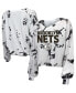 ფოტო #1 პროდუქტის Women's Threads White and Black Brooklyn Nets Aquarius Tie-Dye Cropped V-Neck Long Sleeve T-shirt