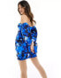 True Violet off shoulder mini dress blue floral