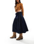 Фото #1 товара ASOS DESIGN denim awkward length wrap skirt in indigo