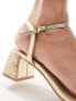 Glamorous low block heeled sandals in gold