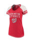 ფოტო #1 პროდუქტის Women's Red Washington Nationals Color Block V-Neck T-shirt