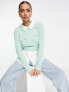 River Island embellished fluffy hybrid jumper in light green