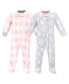 Baby Girls Fleece Zipper Sleep and Play 2pk, Gray Pink Snowflake