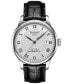 ფოტო #1 პროდუქტის Men's Swiss Automatic T-Classic Le Locle Powermatic 80 Black Leather Strap Watch 39.3mm