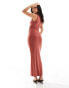 Фото #4 товара 4th & Reckless Petite sleeveless ruched high neck maxi dress in dusty pink