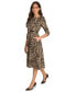 Фото #4 товара Women's Leopard-Print Boat-Neck Midi Dress