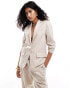 Mango linen mix co-ord blazer in light beige