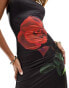 Фото #6 товара Fashionkilla slinky double layered bandeau maxi dress in black rose print